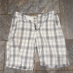 American Eagle Outfitters White and Blue Plaid Shorts